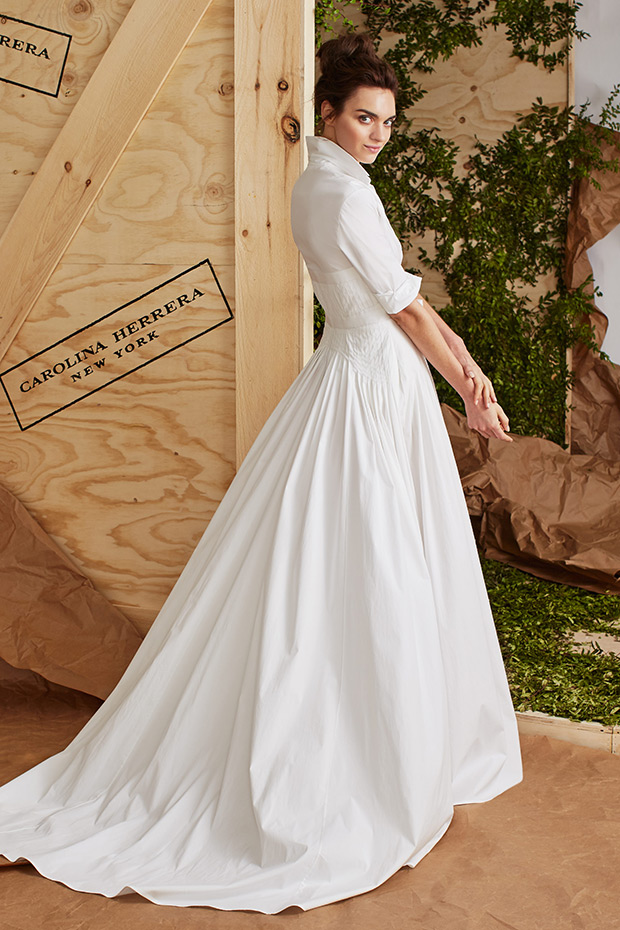 Anne wedding dress from the Carolina Herrera Bridal Spring 2017 Collection - Chic wedding dress with shirt detail - see the rest of the collection on onefabday.com