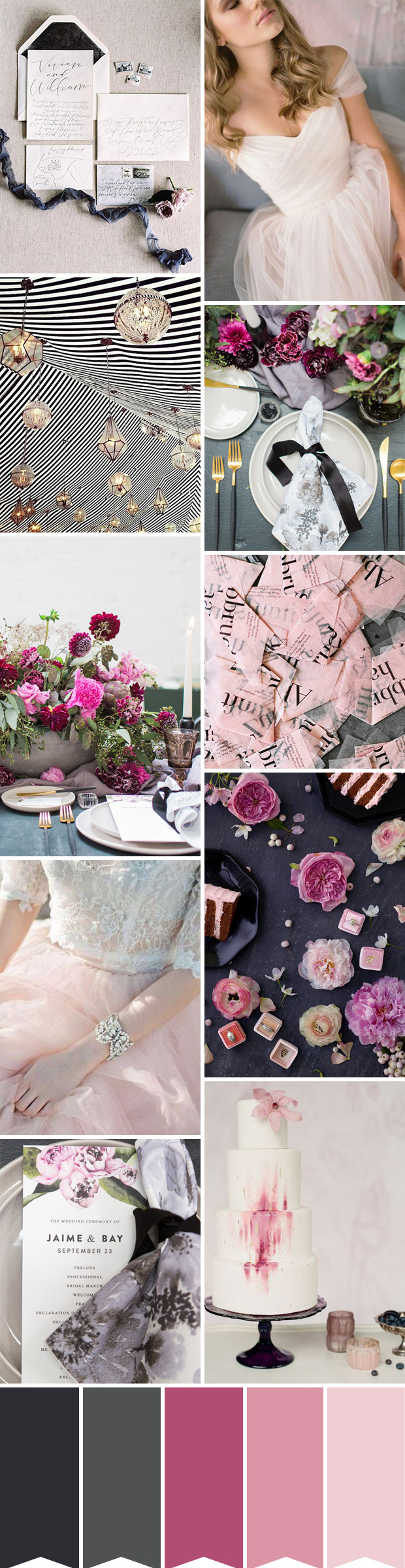 How to Create a Chic Berry, Black and Blush Wedding // onefabday.com