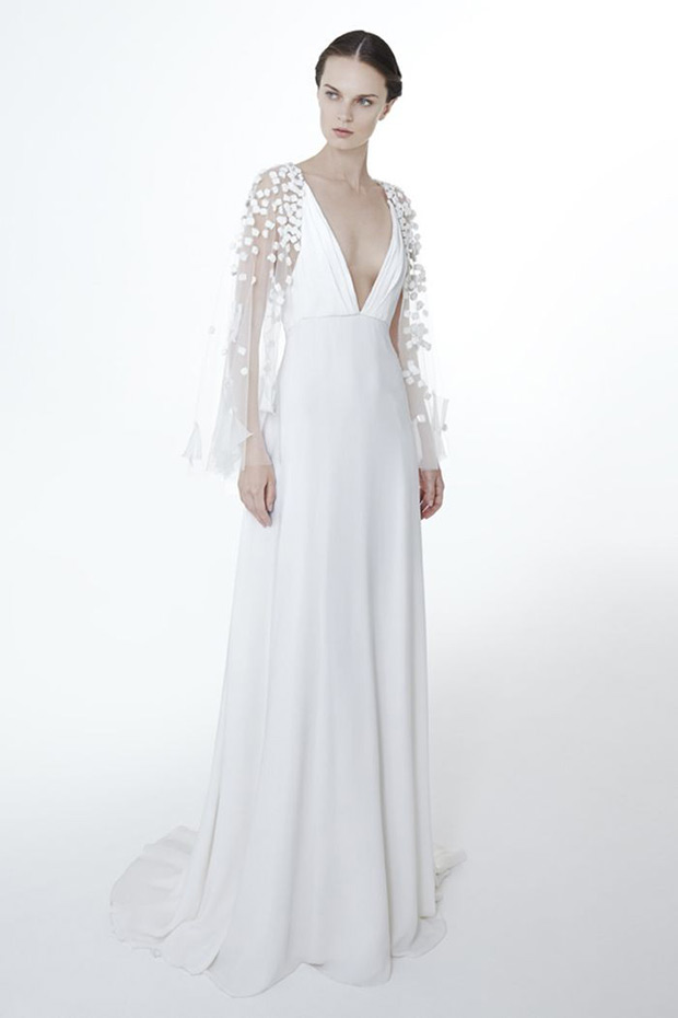 Veronique wedding dress from Peter Langner Bridal Collection 2017 - Wedding dress with sheer cape - see the rest of the collection on onefabday.com