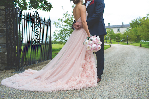 Pretty Pink Wedding Dress for a Real Wedding at Clonabreany House by Ms Redhead Photography // onefabday-com.go-vip.net