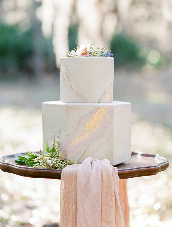 Subtly Daring Marble Wedding Cakes | See more on onefabday.com