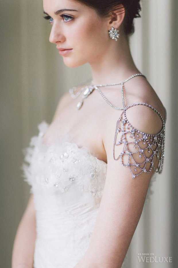 The hottest bridal trend // bridal shoulder jewellery // see them all on onefabday.com