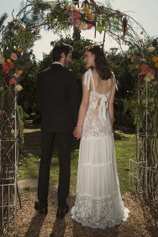 Glam wedding dress with bow tie sleeve detail from Eisen Stein 2016 Collection - see the rest of the collection on onefabday.com