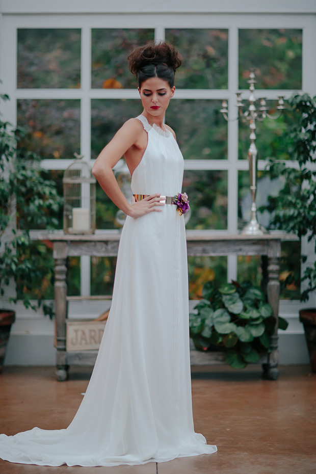 Castrelos wedding dress from Oh Luna 2016 Collection - Halter neck gown with belt detail -  see the rest of the collection on onefabday.com