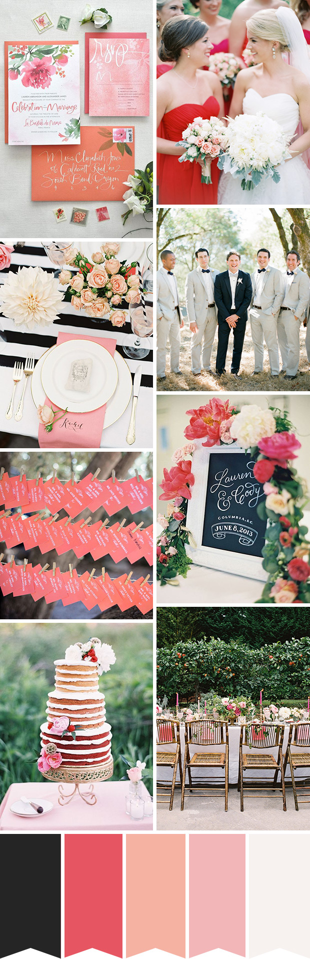 Bright and Bold - A Black, White and Coral Wedding Palette // onefabday.com