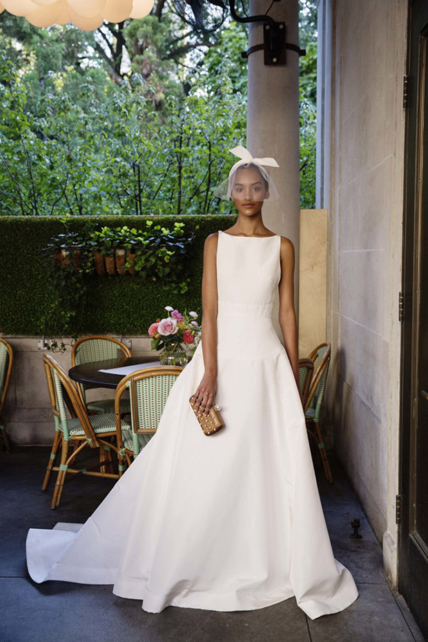 Dress 3 from Lela Rose wedding dresses 2017 -High neck luxe material with a low wasit and full skirt  - see the rest of the collection on onefabday.com