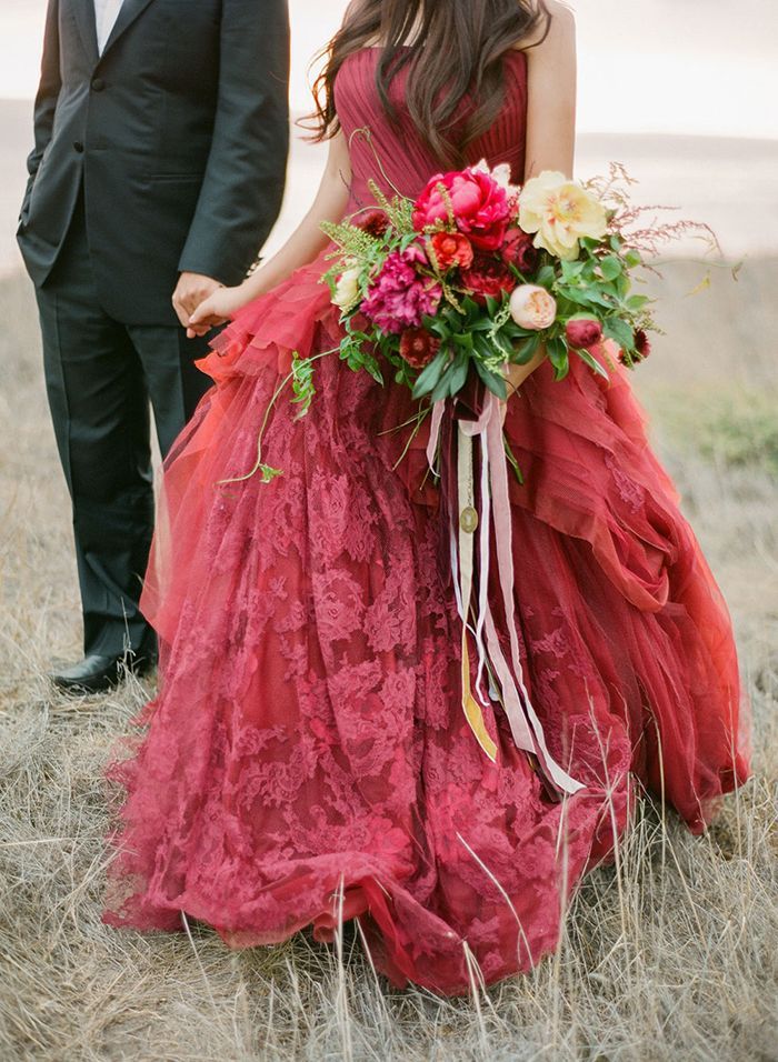 Beautiful red wedding dress inspiration for the daring bride! onefabday.com