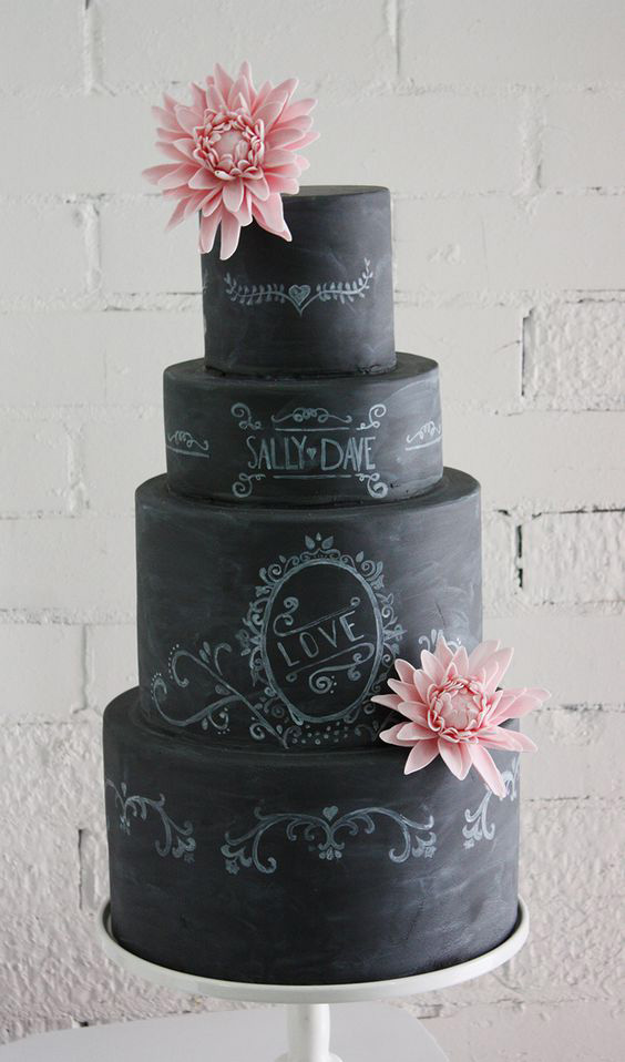 Chalkboard wedding cake // Wedding Cake Trends // onefabday.com