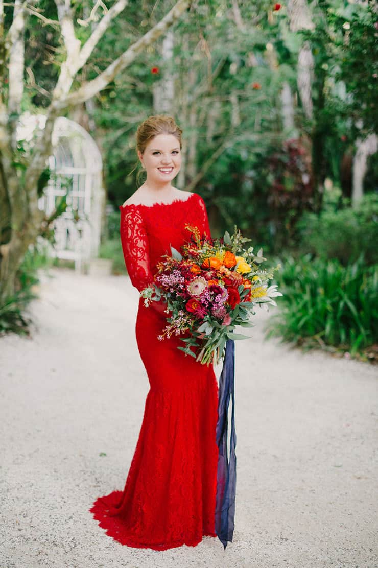 Beautiful red wedding dress inspiration for the daring bride! onefabday.com