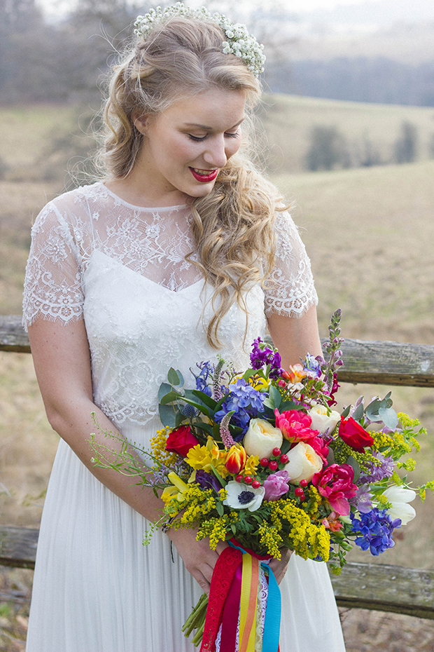 Colorful rainbow wedding inspiration by Vintage Amy and Katie Rogers Photography // onefabday.com