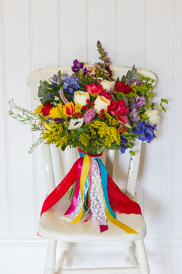 Colorful rainbow wedding inspiration by Vintage Amy and Katie Rogers Photography // onefabday.com