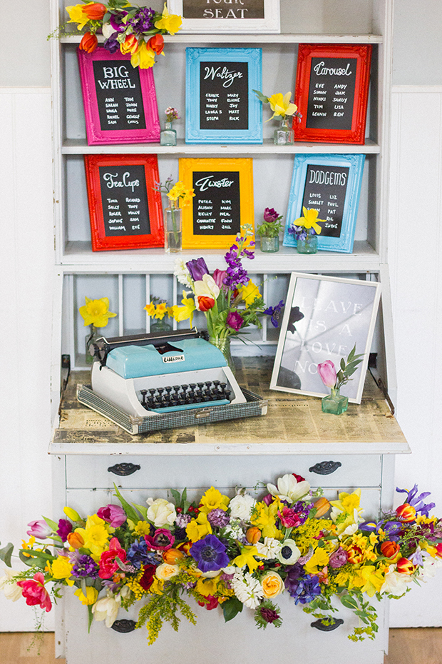 Colorful rainbow wedding inspiration by Vintage Amy and Katie Rogers Photography // onefabday.com