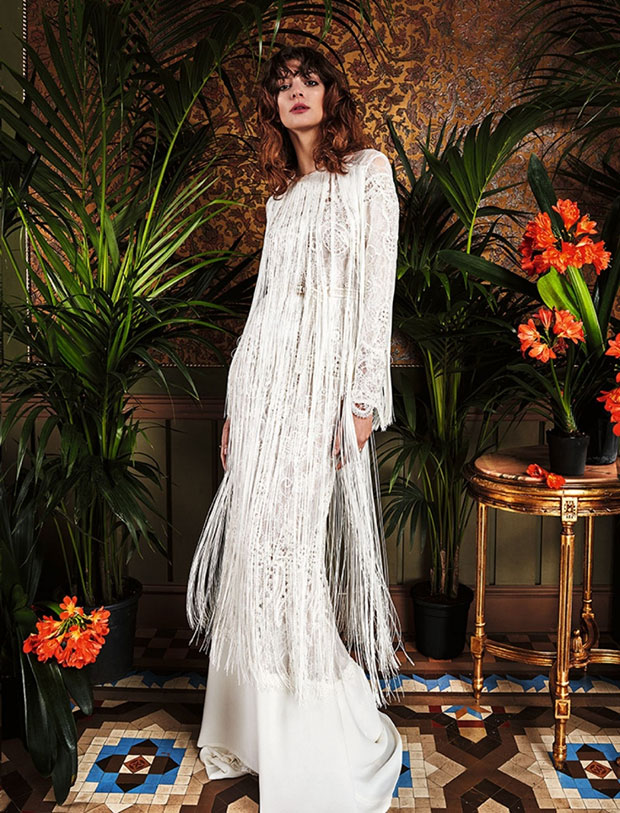 Cedro from Yolan Cris Boho wedding dresses 2017 - Full sheath dress with fringing throughout the designs.- see the rest of the collection on onefabday.com