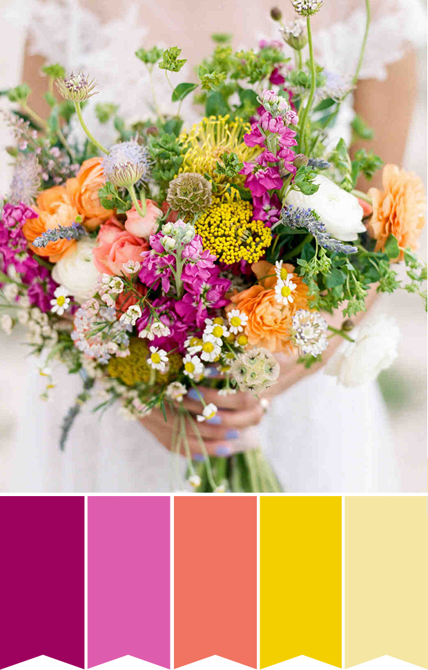 Colourful wildflower bridal bouquet // www.onefaaday.com