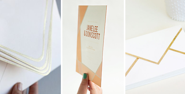 DIY Gold Edges // 10 Ways to Upgrade Basic Wedding Invitations on a Budget // onefabday.com