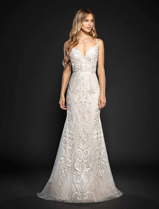 Maverick from Hayley Paige wedding dresses Spring 2017 -Beaded fir to flare gown, embellished sweetheart neckline -  see the rest of the collection on onefabday.com