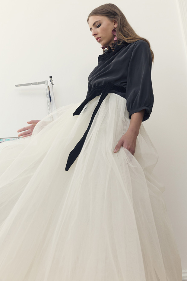 Style 1 from Nevenka wedding dresses 2017 - Full tulle skirt with satin black 3/4 length blouse.-  see the rest of the collection on onefabday.com