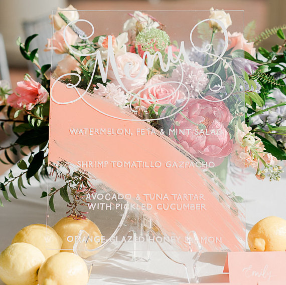 Gorgeous Acrylic Wedding Menu Ideas // see more on onefabday.com