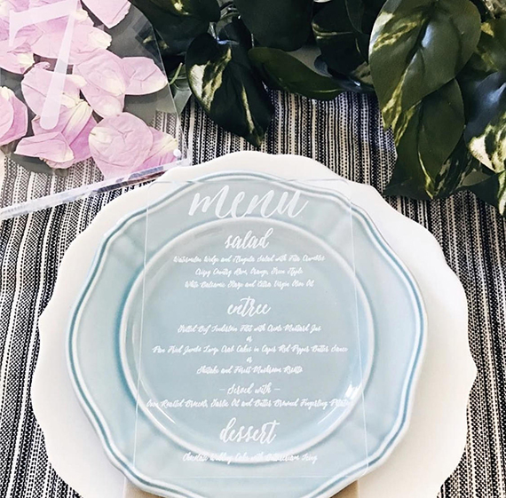 Gorgeous Acrylic Wedding Menu Ideas // see more on onefabday.com