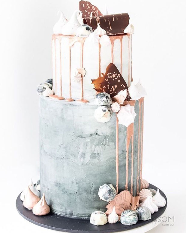 15 Chic Concrete Wedding Cakes // see them all on onefabday.com