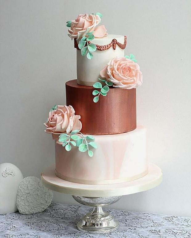 Copper and rose gold wedding cakes | see them all on onefabday.com