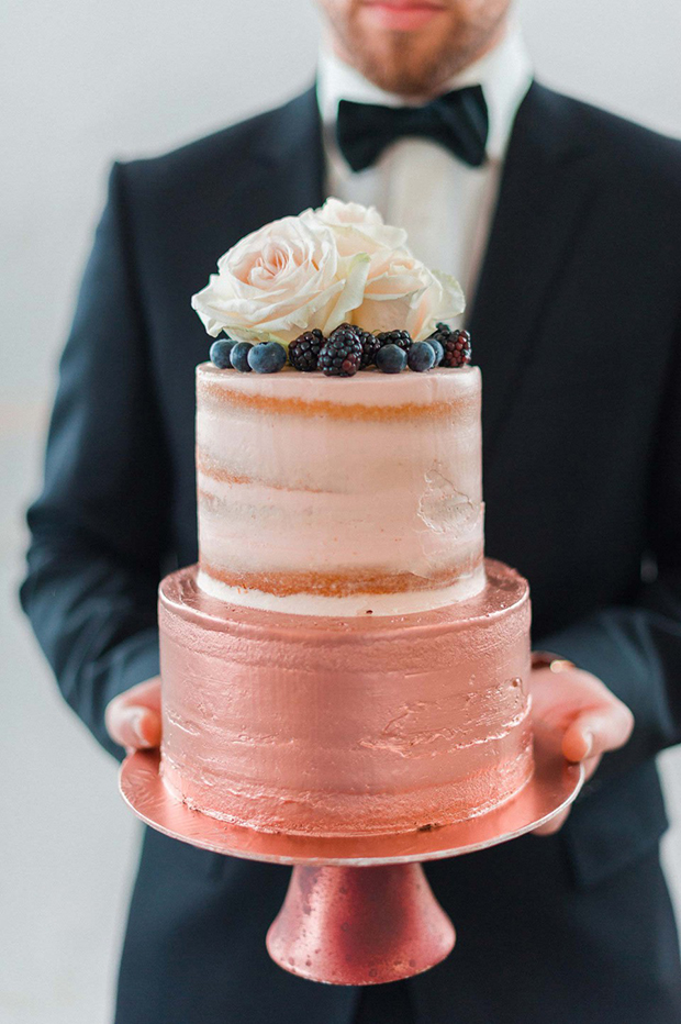 Copper and rose gold wedding cakes | see them all on onefabday.com