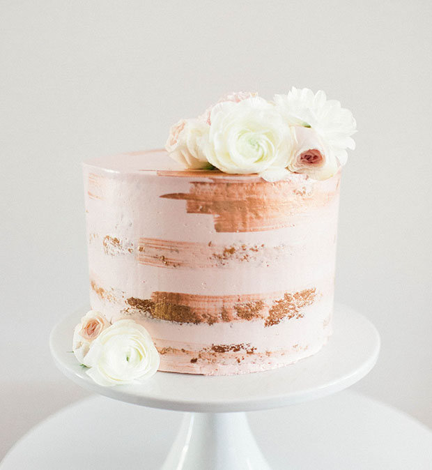 Copper and rose gold wedding cakes | see them all on onefabday.com