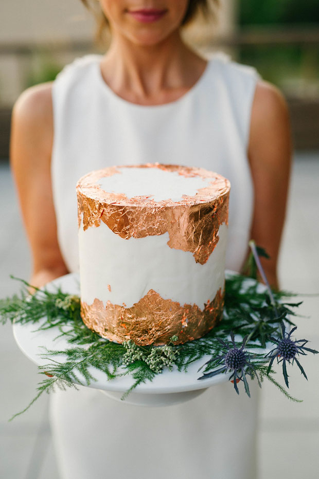 Copper and rose gold wedding cakes | see them all on onefabday.com