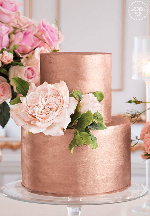 Copper and rose gold wedding cakes | see them all on onefabday.com