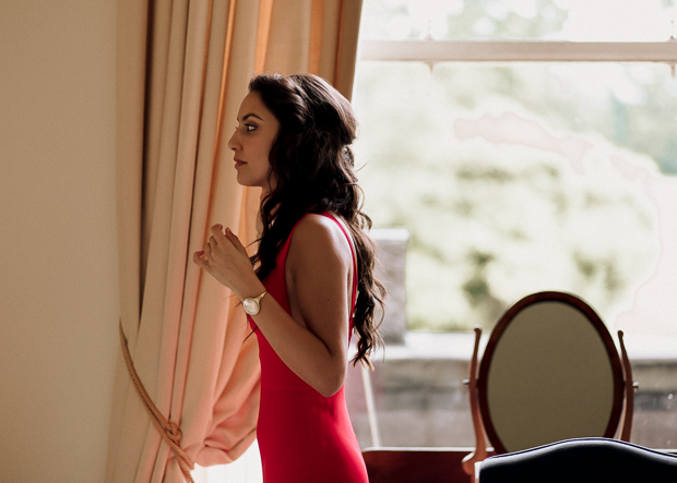 Kilshane House Wedding by SOSAC Photography red wedding dress