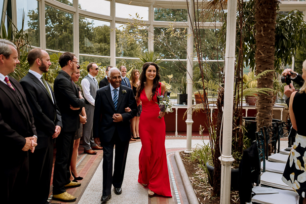 Kilshane House Wedding by SOSAC Photography red wedding dress