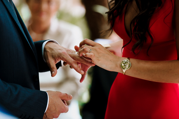 Kilshane House Wedding by SOSAC Photography red wedding dress