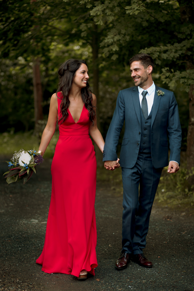 Kilshane House Wedding by SOSAC Photography red wedding dress