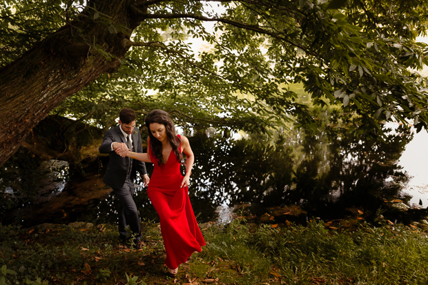 Kilshane House Wedding by SOSAC Photography red wedding dress