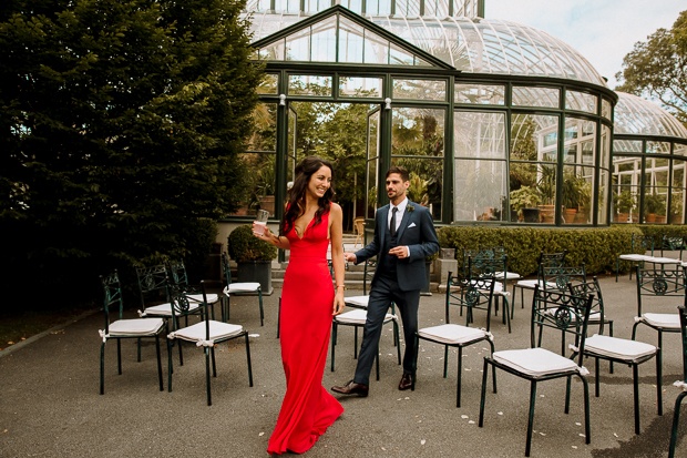 Kilshane House Wedding by SOSAC Photography red wedding dress