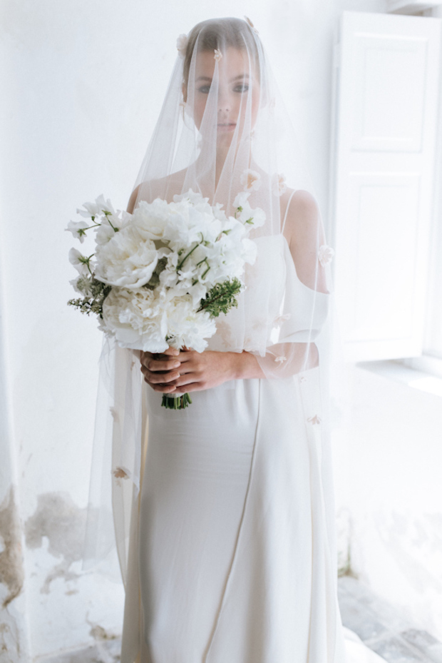 Peony and sweet pea bouquet