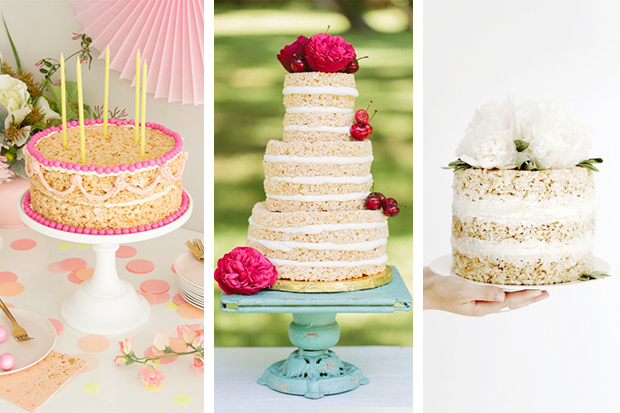 A fun wedding cake alternative | Rice Krispie Wedding Cakes