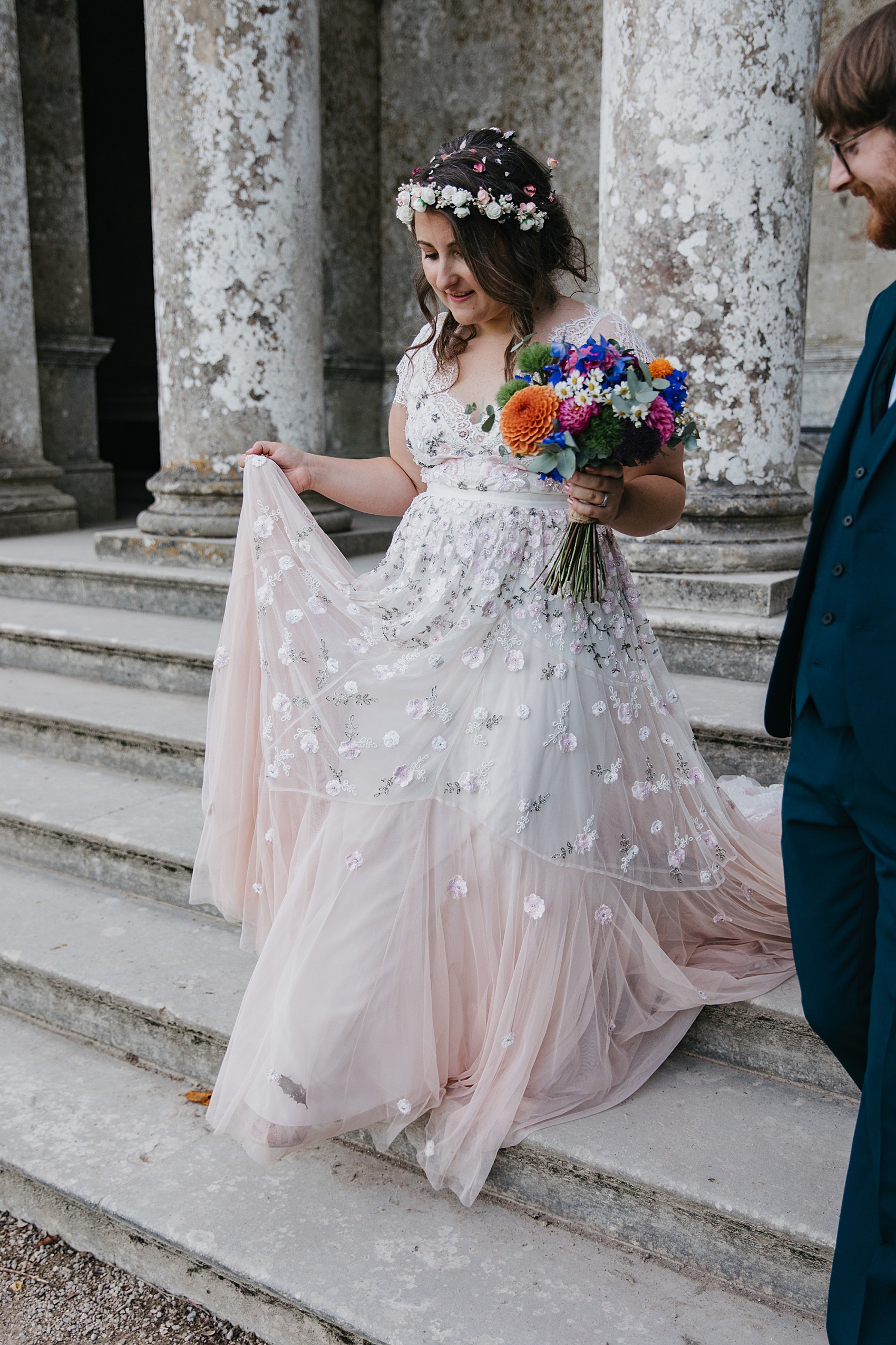 pink wedding dress, pink bridal gown, pink wedding gown