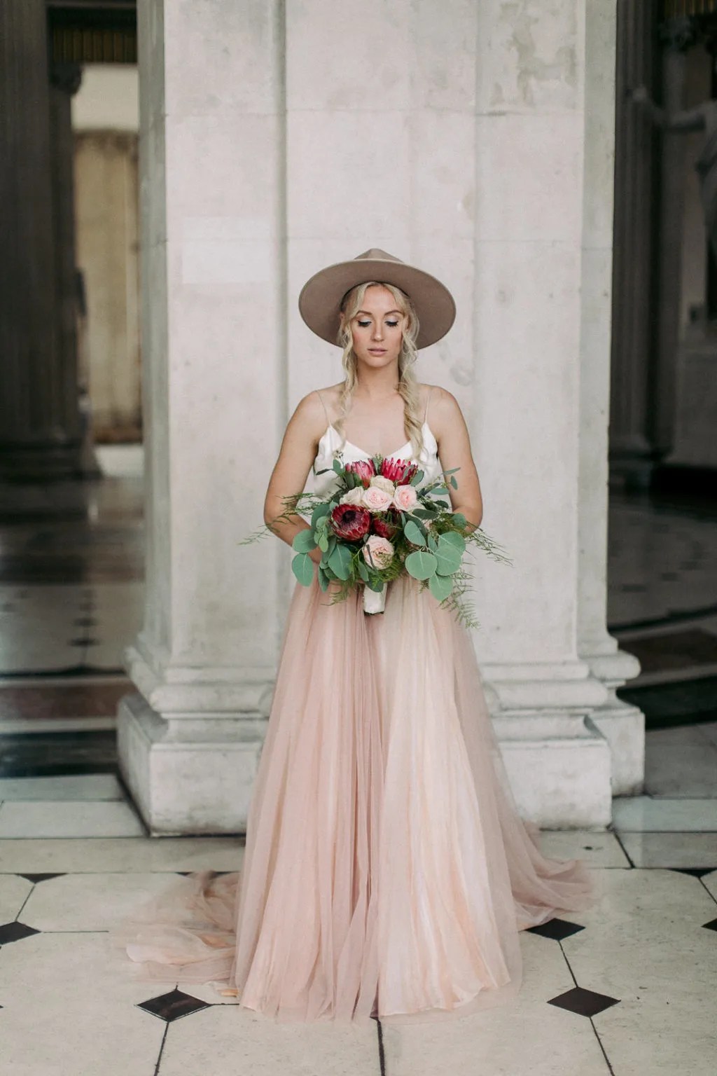 pink wedding dress, pink bridal gown, pink wedding gown