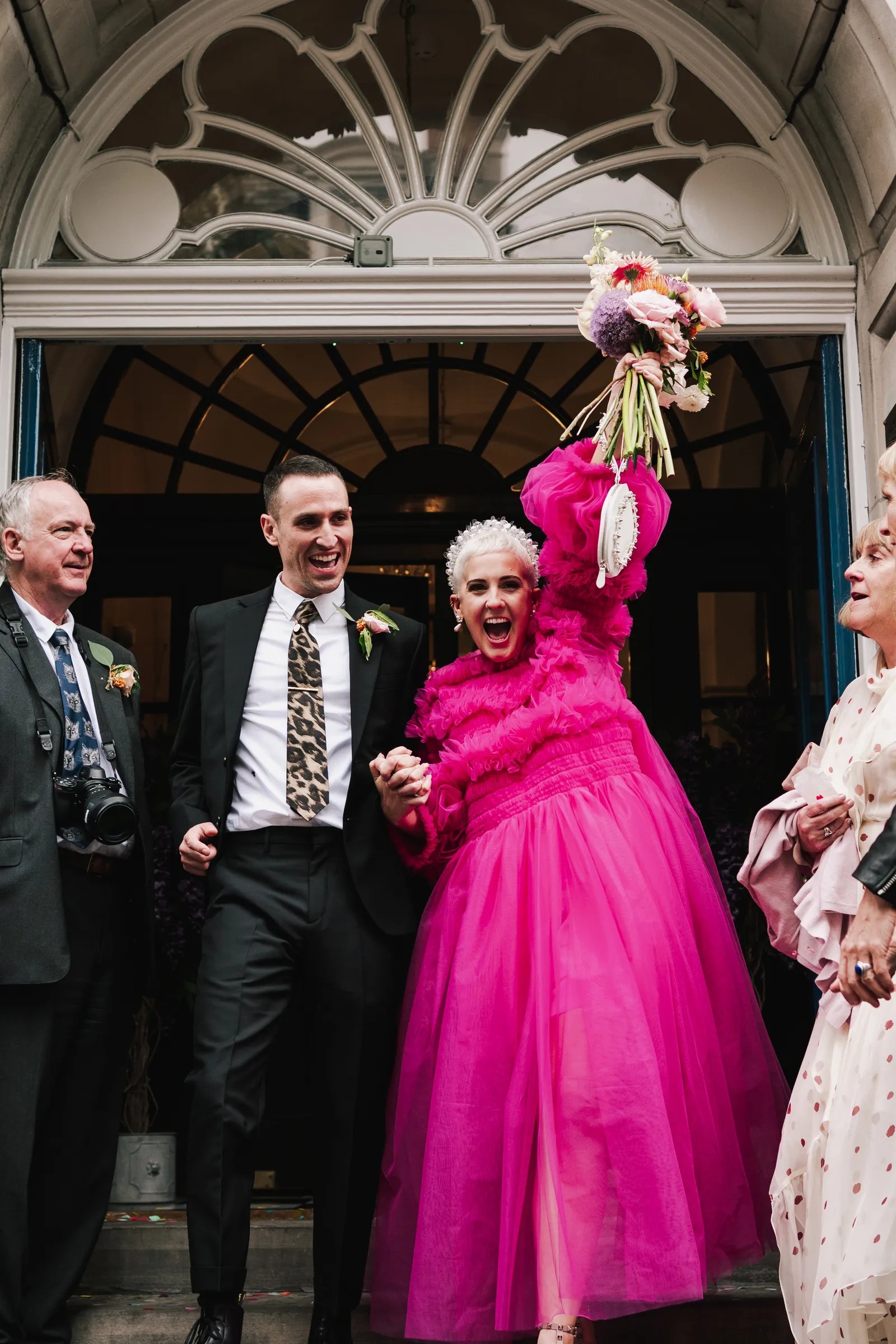 pink wedding dress, pink bridal gown, pink wedding gown, barbie wedding dress, hot pink wedding dress, floral wedding dress, short pink dress