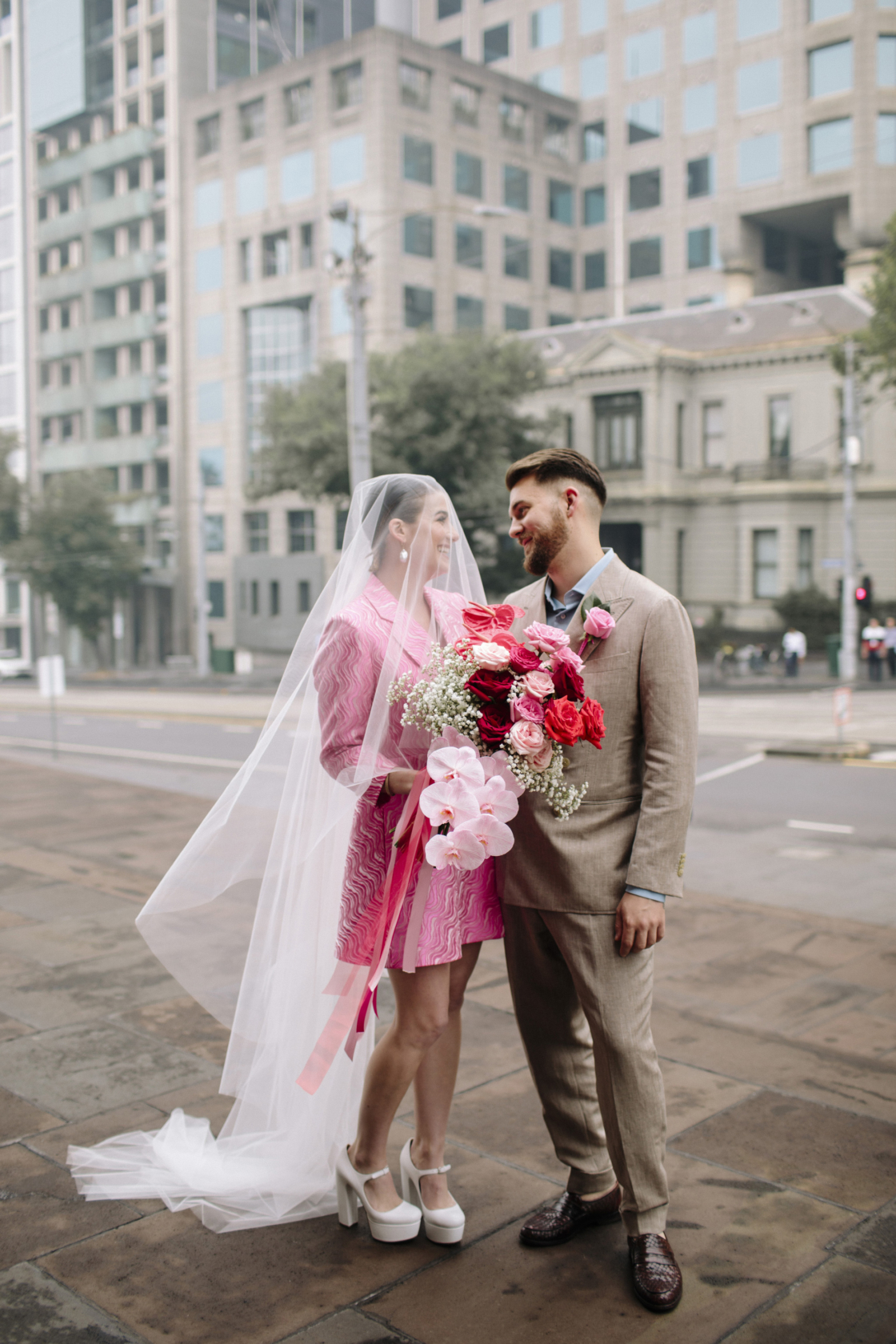 pink wedding dress, pink bridal gown, pink wedding gown, barbie wedding dress, hot pink wedding dress, floral wedding dress, short pink dress