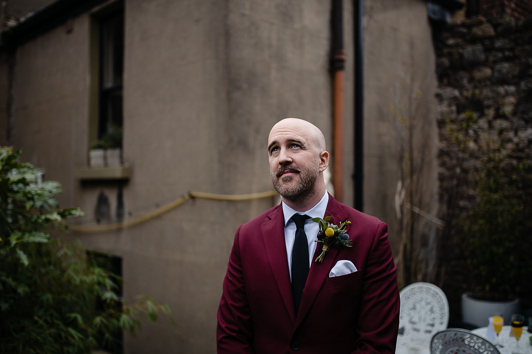 burgundy maroon groom style