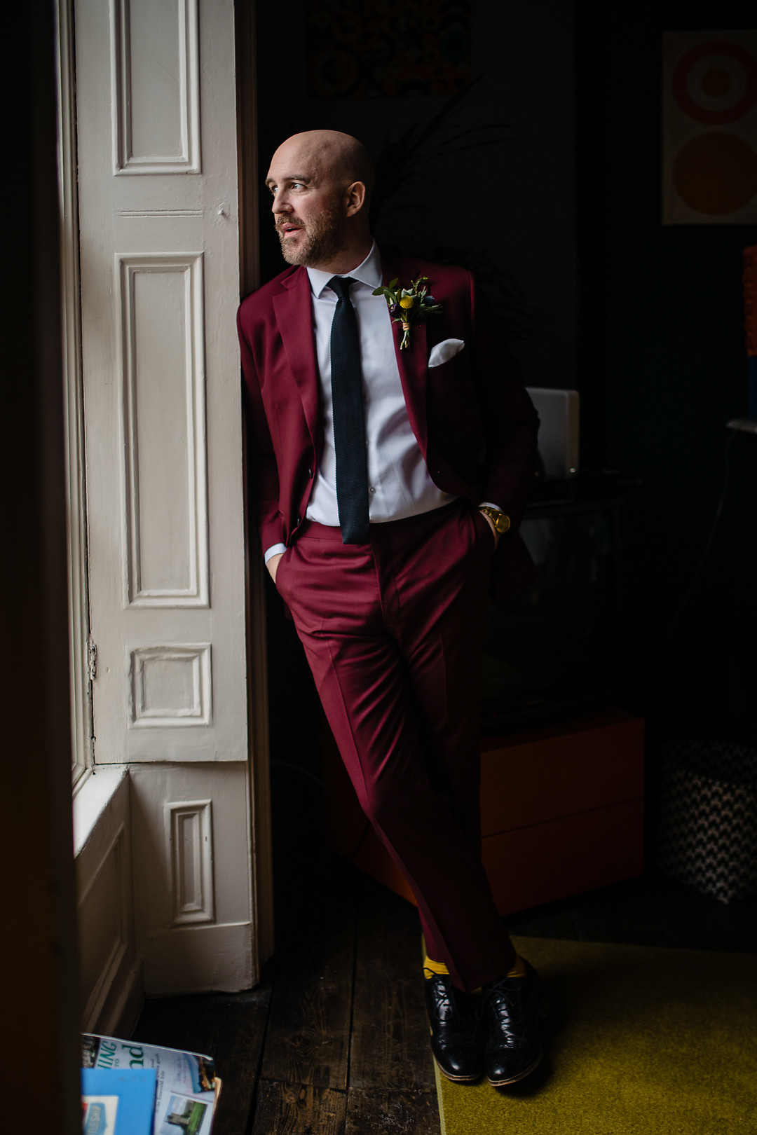 burgundy maroon groom style