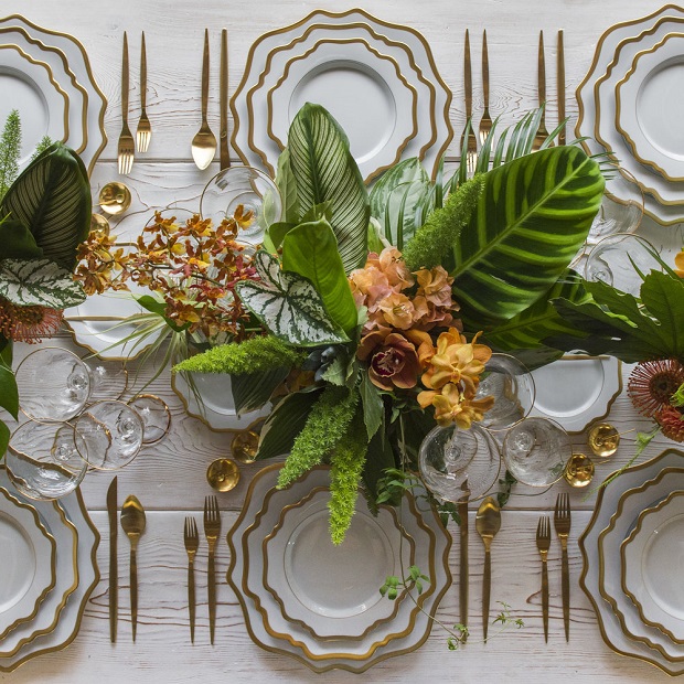 tropical wedding tablescape