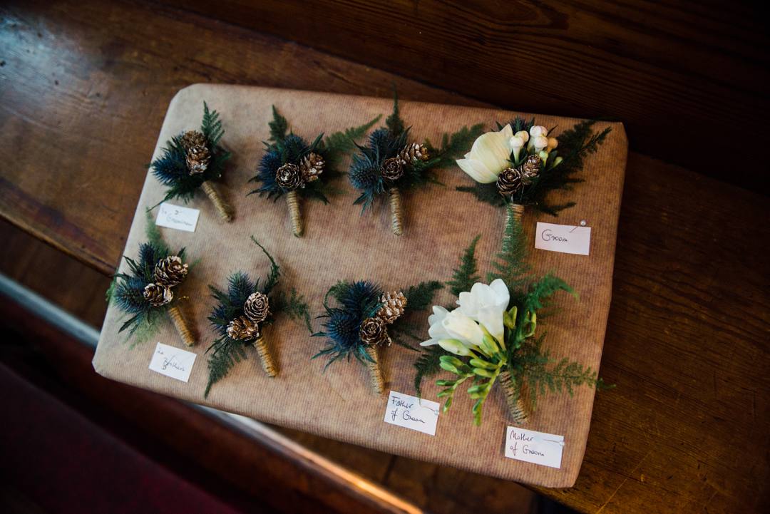 christmas wedding buttonholes