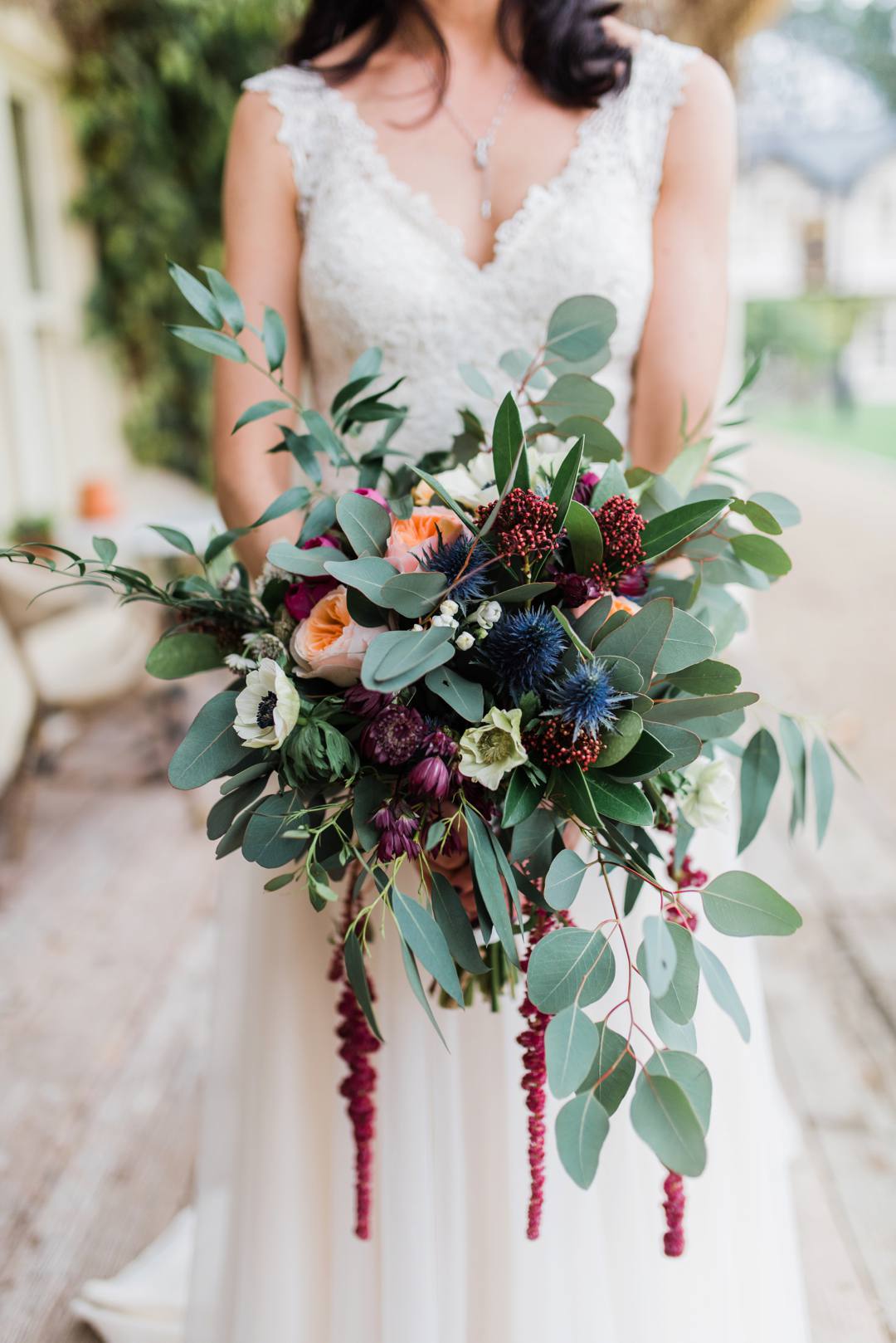 rustic winter wedding florals