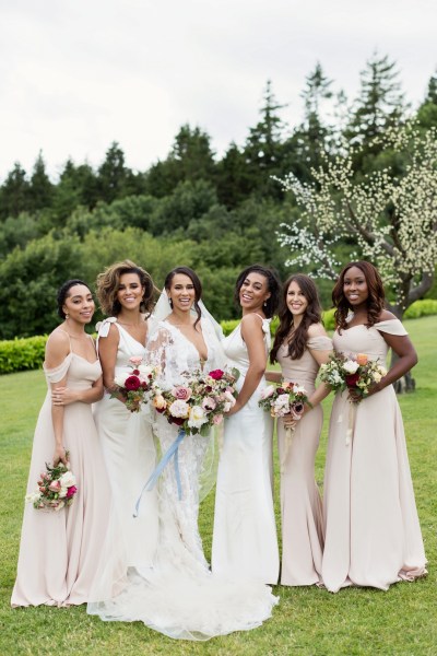 chic bridesmaid style, blush bridesmaid dresses