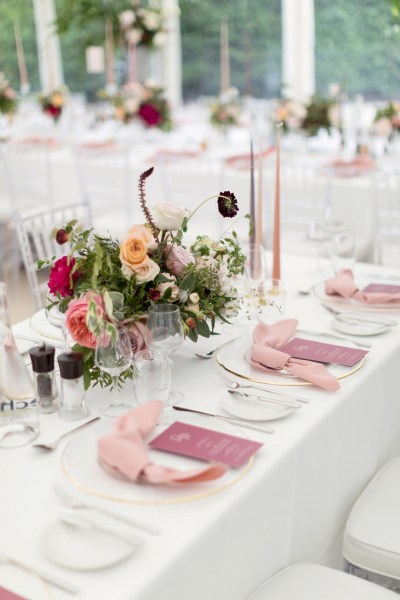 chic pink wedding tablescape