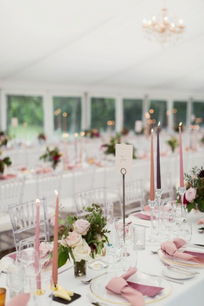 chic pink wedding tablescape