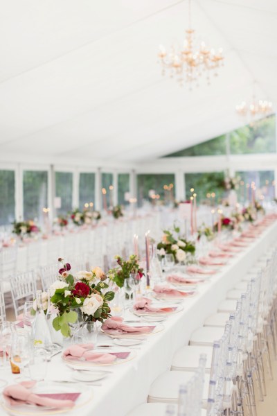 chic pink wedding tablescape